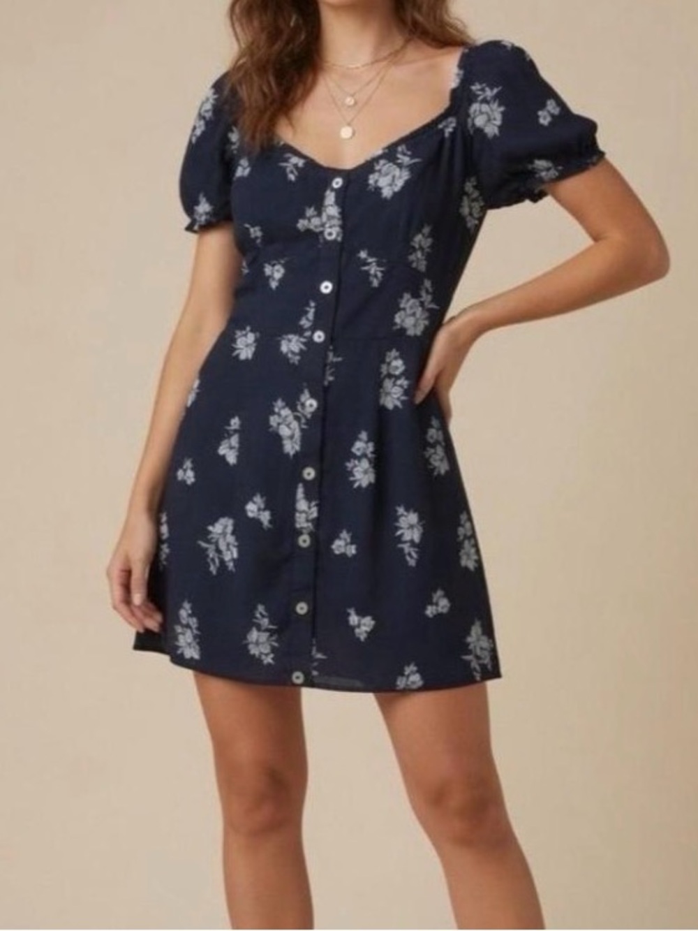 Abercrombie & Fitch Floral Short Sleeve Button Up Mini Dress
